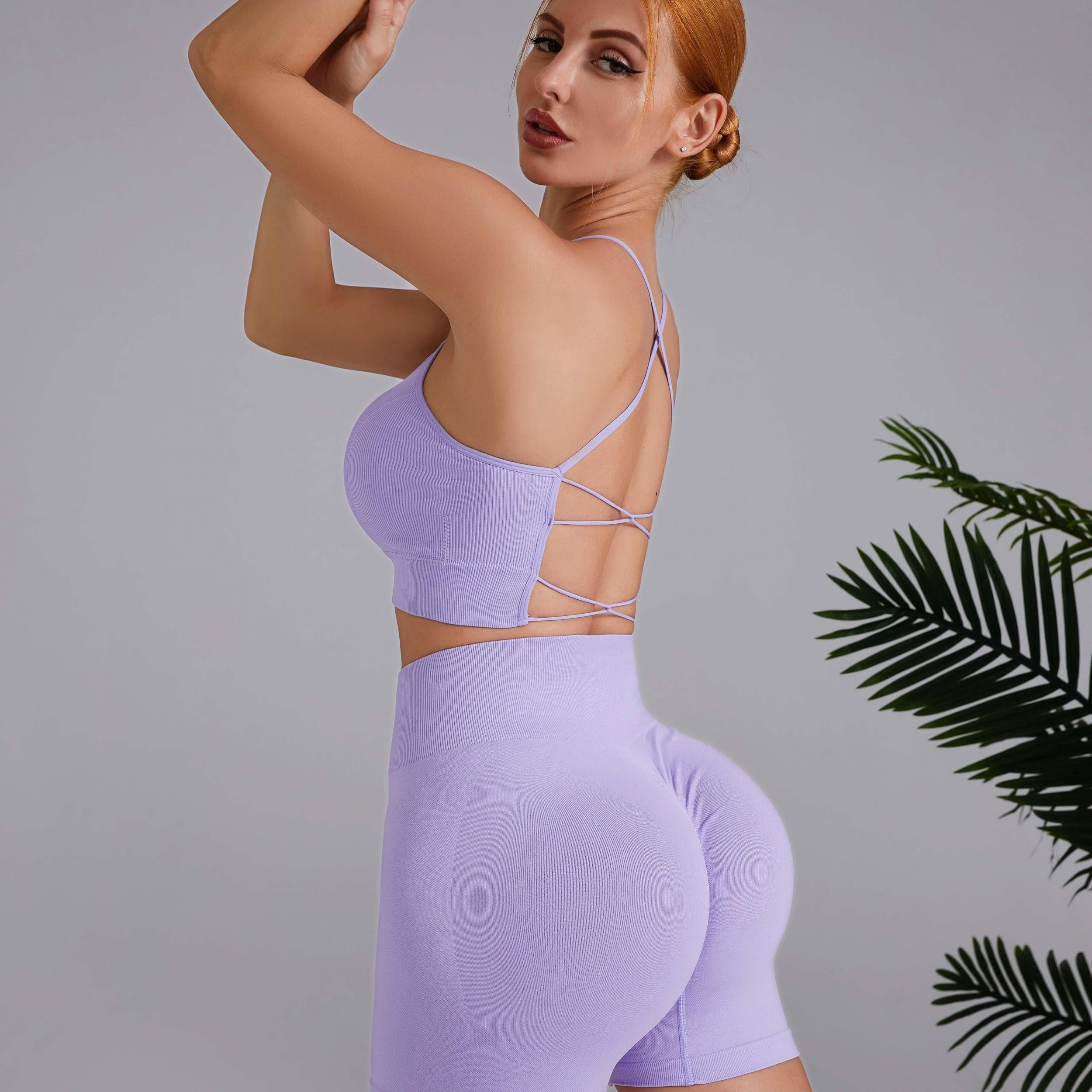 Backless Cross Strap Bodycon Yoga Set Fitness Sports Set