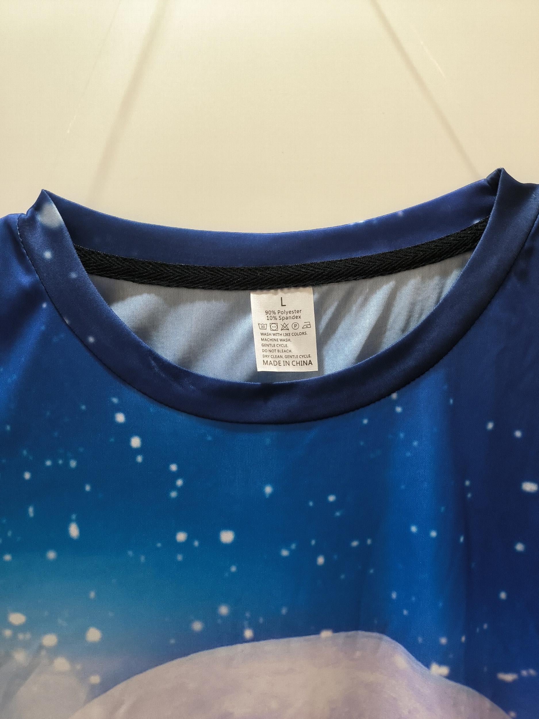 Deer & Snowflake Print Men's Graphic T-shirt for Summer