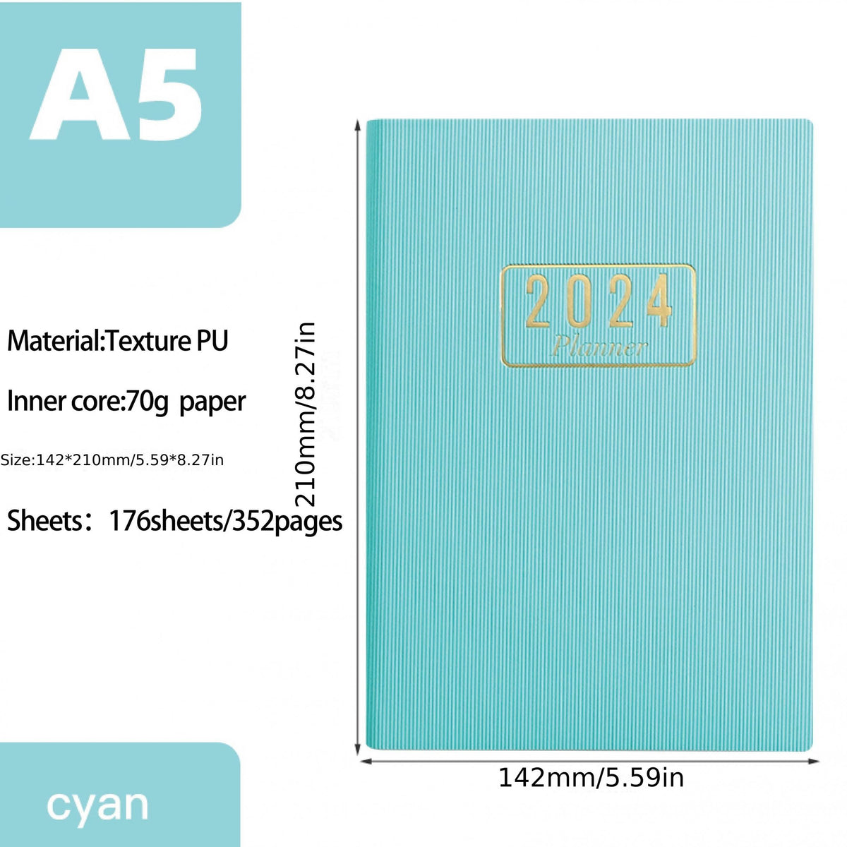 A5 Daily Planner Notebook Time Management Calendar Plus Monthly Index Sticke