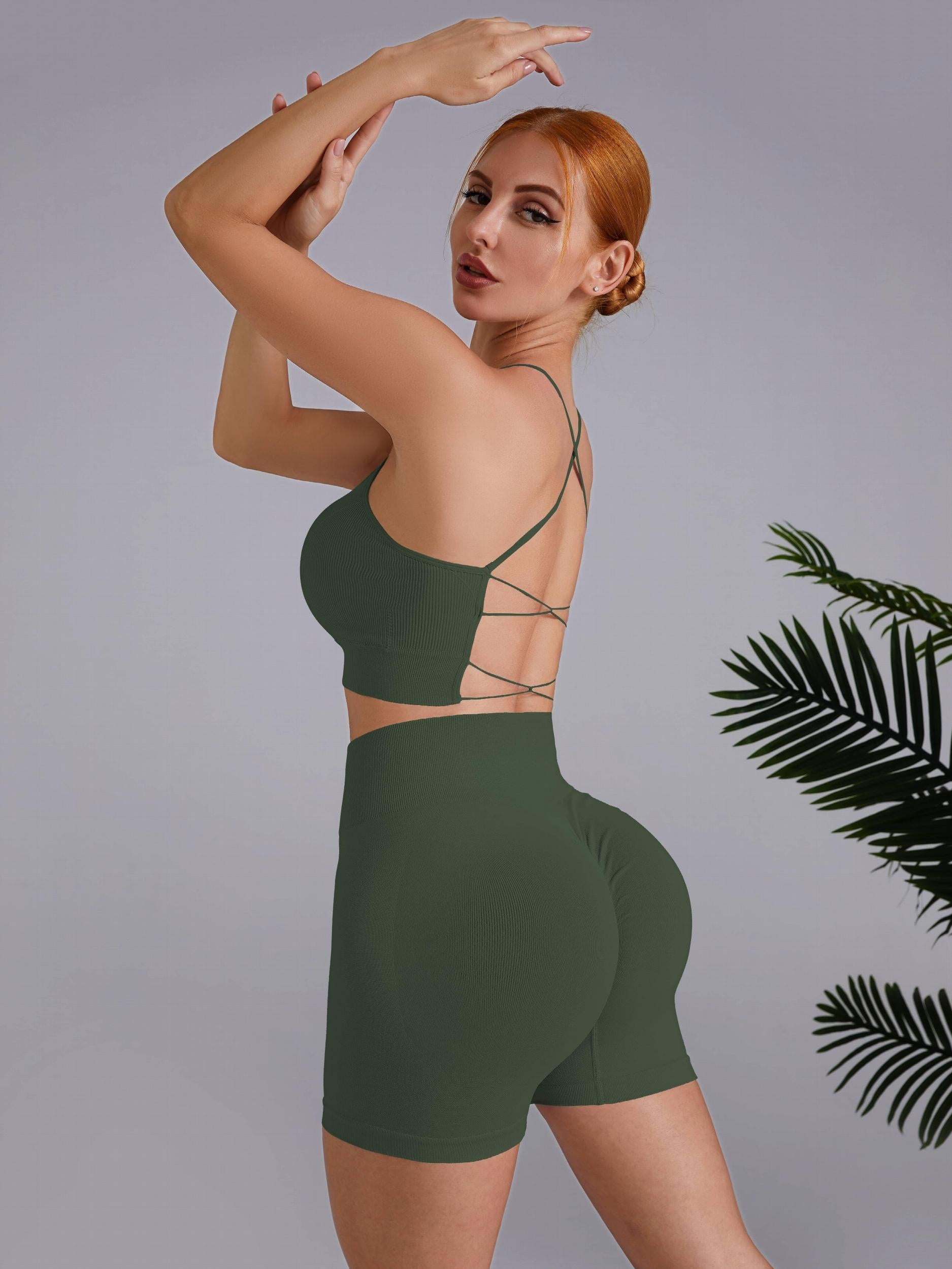Backless Cross Strap Bodycon Yoga Set Fitness Sports Set
