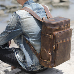 Vintage Leather Backpack Laptop Bag School Bag