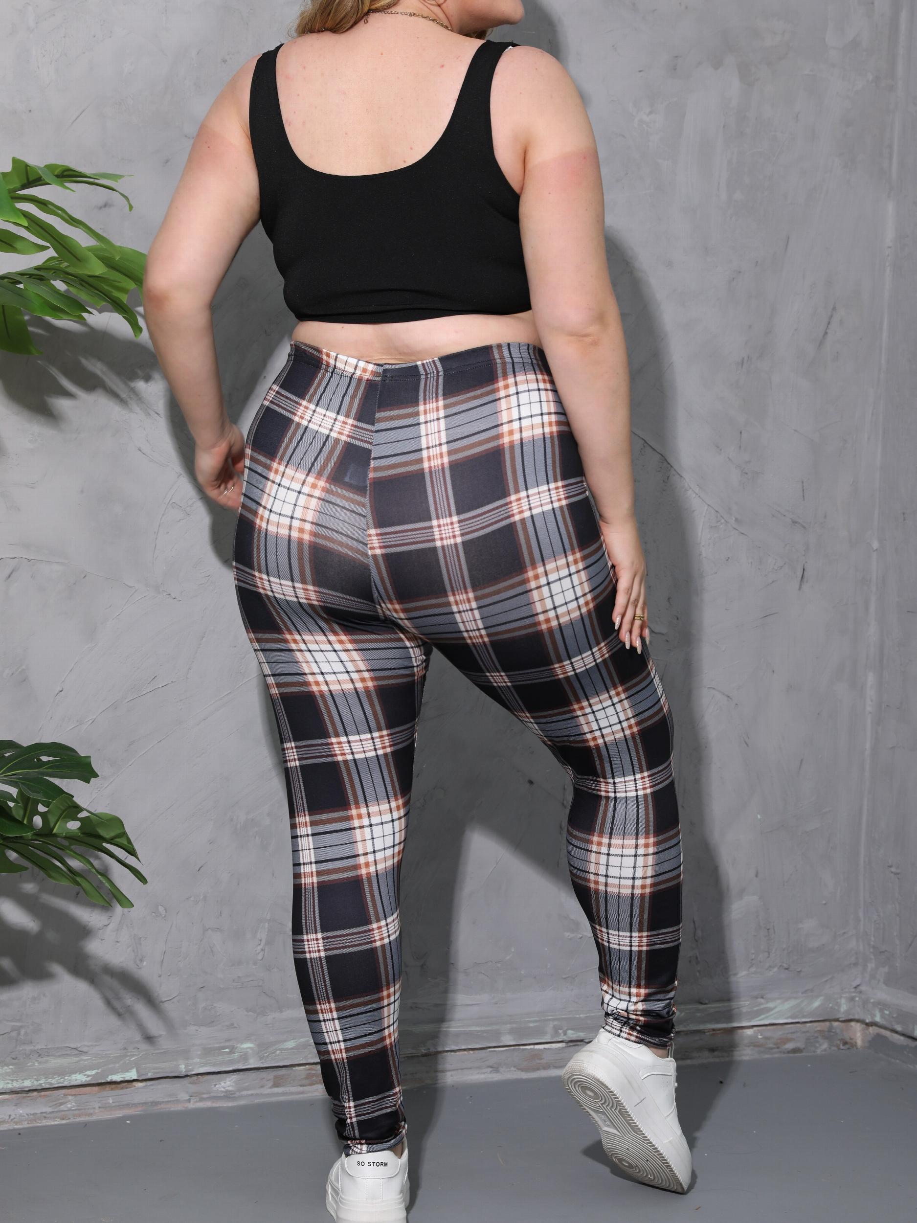  Plaid Print High Rise Leggings