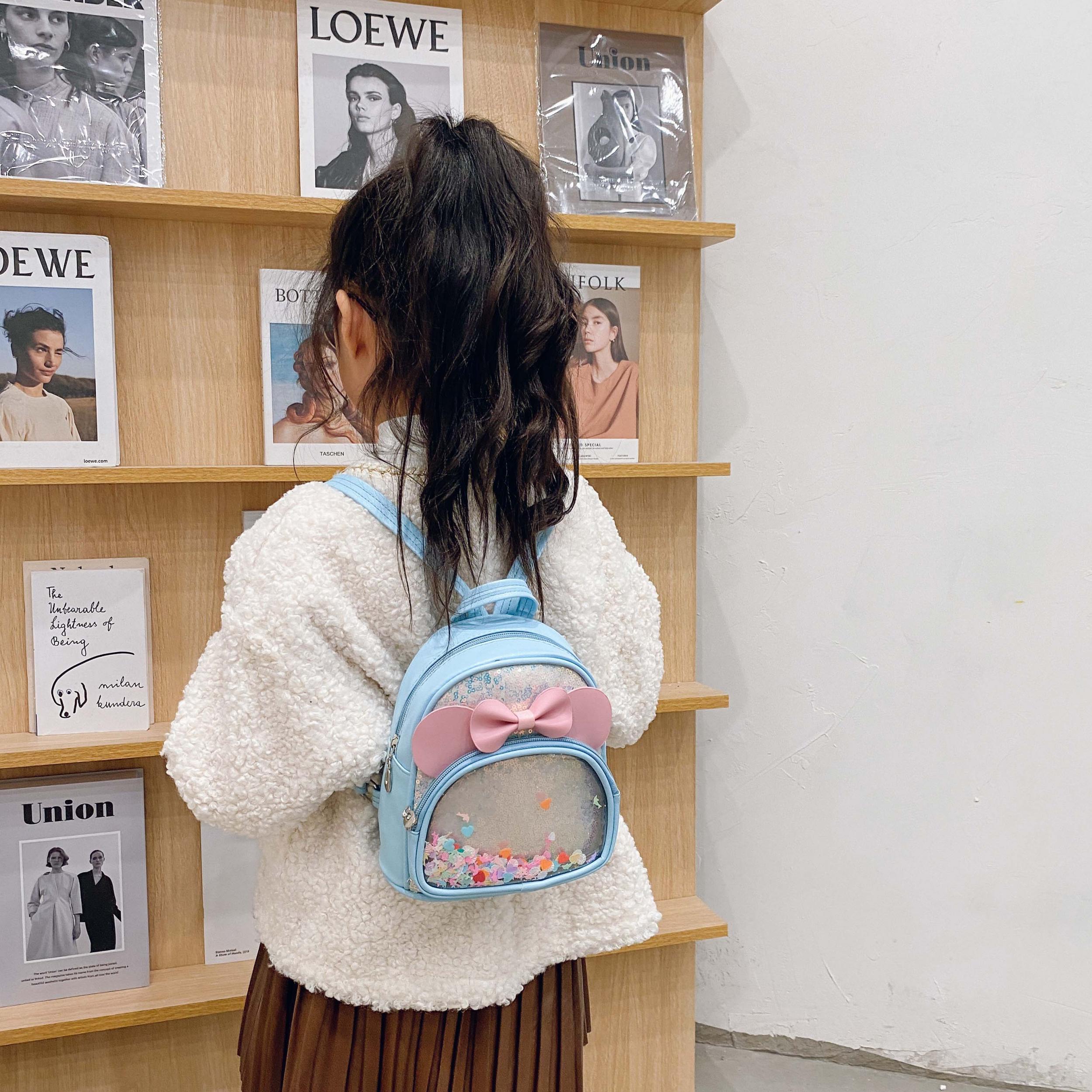 Girls' Jelly Backpack with Sequined Bow