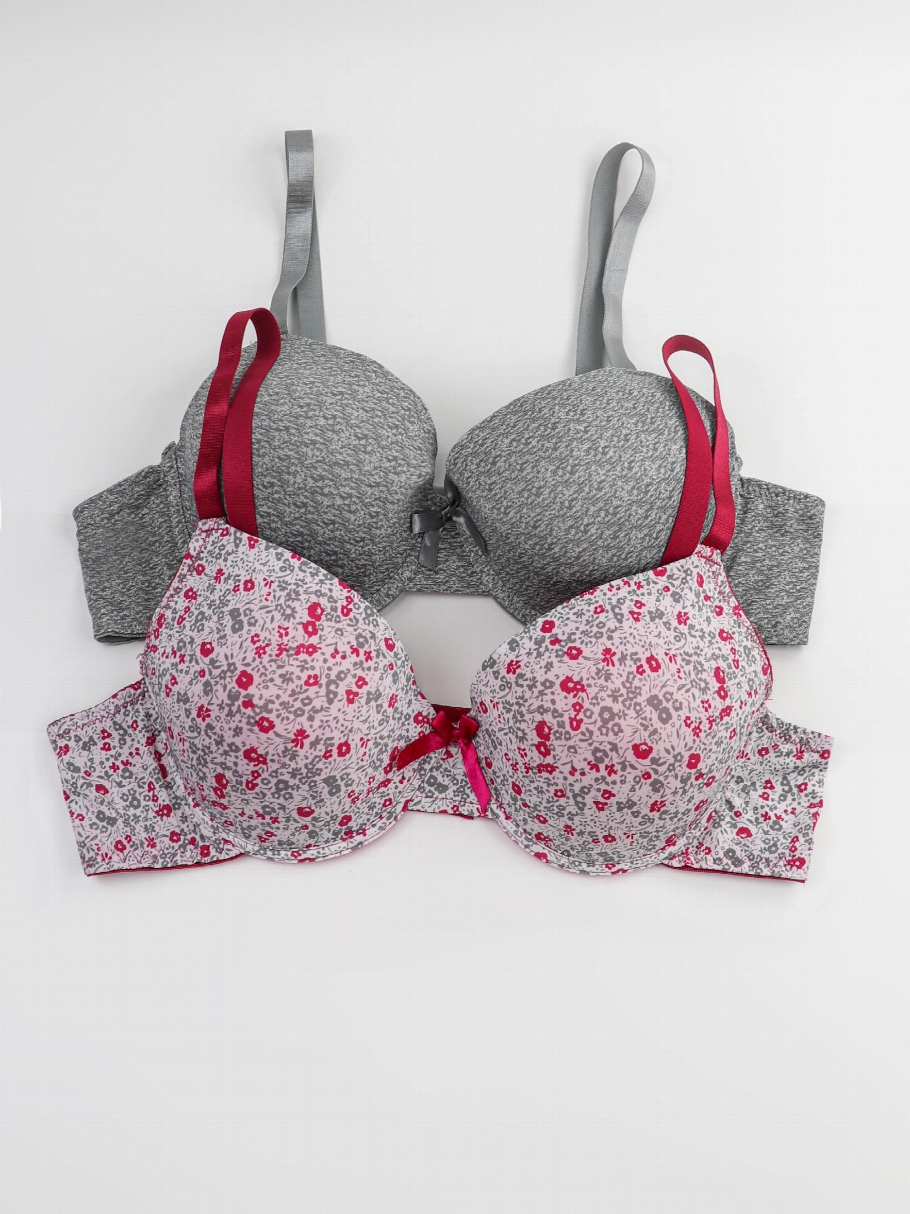 2 Pack Plus Size Bra Set Women's Plus Ditsy Floral Print