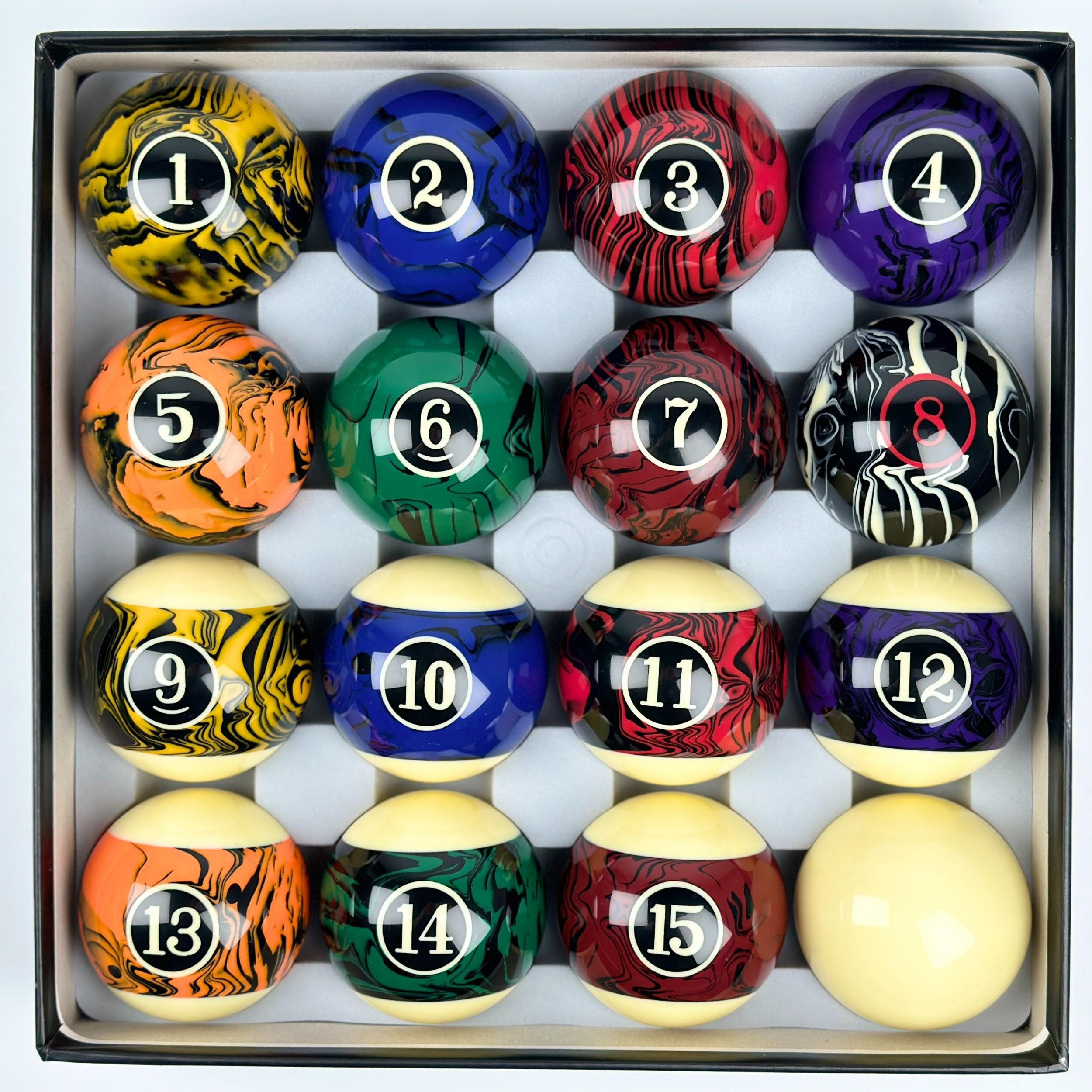16pcs Marbled Billiard Ball Standard Size Pool Table Balls