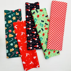5pcs Christmas Pattern Polyester Printed Fabric Christmas Socks Gift Quilted Fab