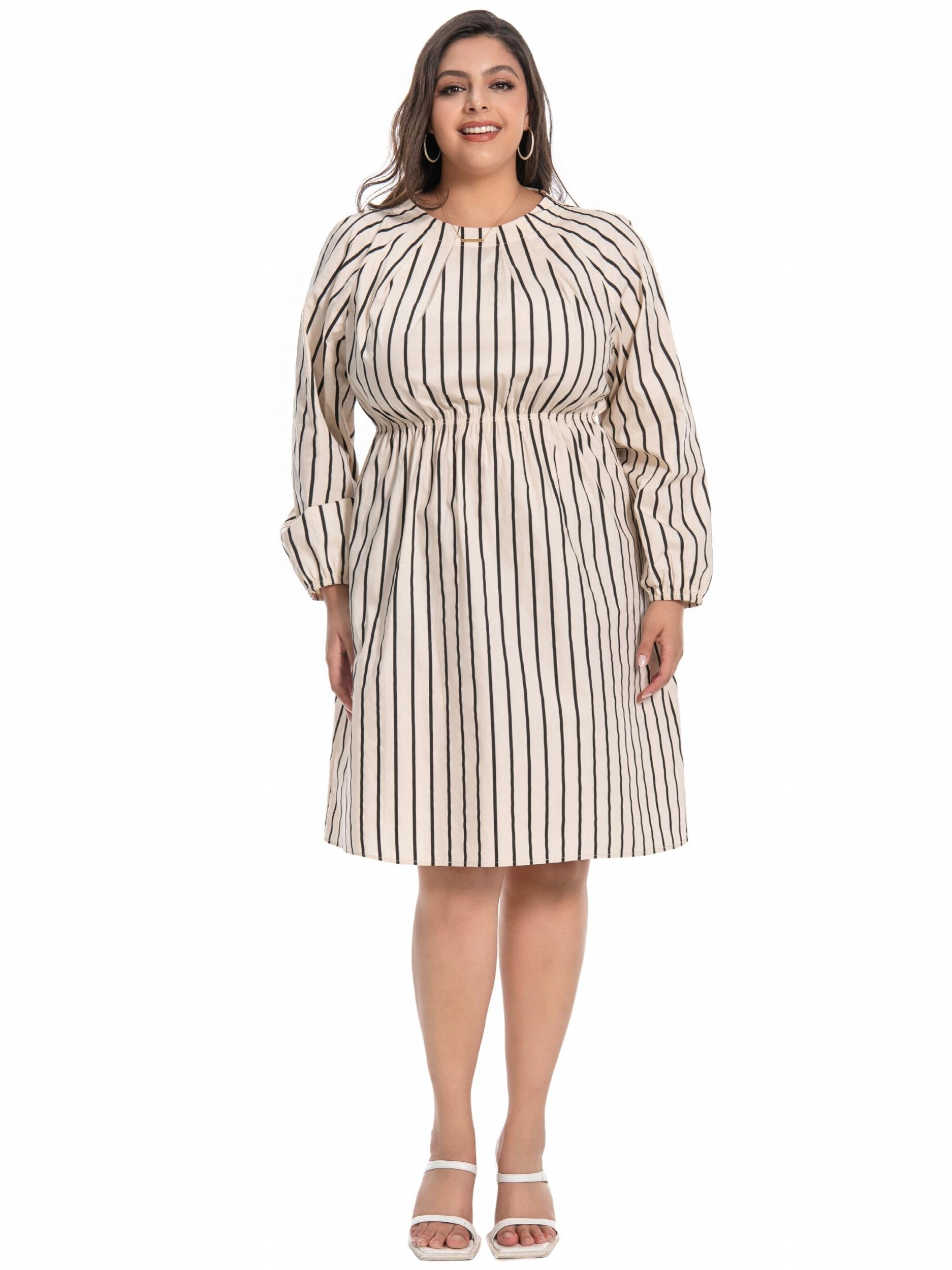  Casual Stripe Long Sleeve Dress