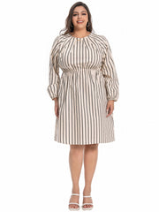  Casual Stripe Long Sleeve Dress