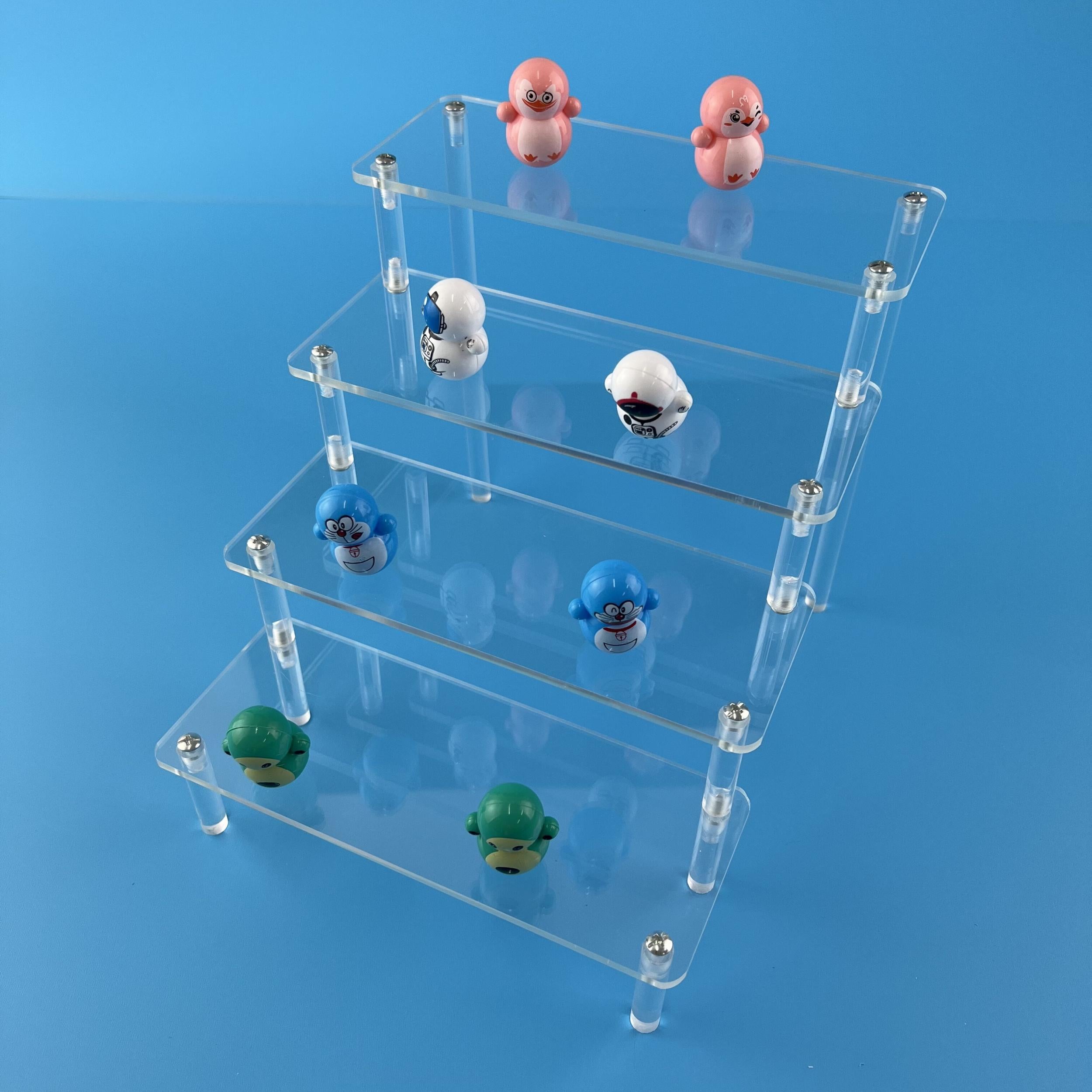 Acrylic Display Risers Clear Shelf Cupcake Stand Steps Organizer Decor