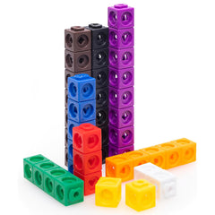 100pcs Fidget Linking Cubes for Learning and Maths with 10 Colours and Shapes