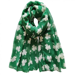 Irish Green Shamrock Scarf St Patrick's Day Windproof Wrap Turban