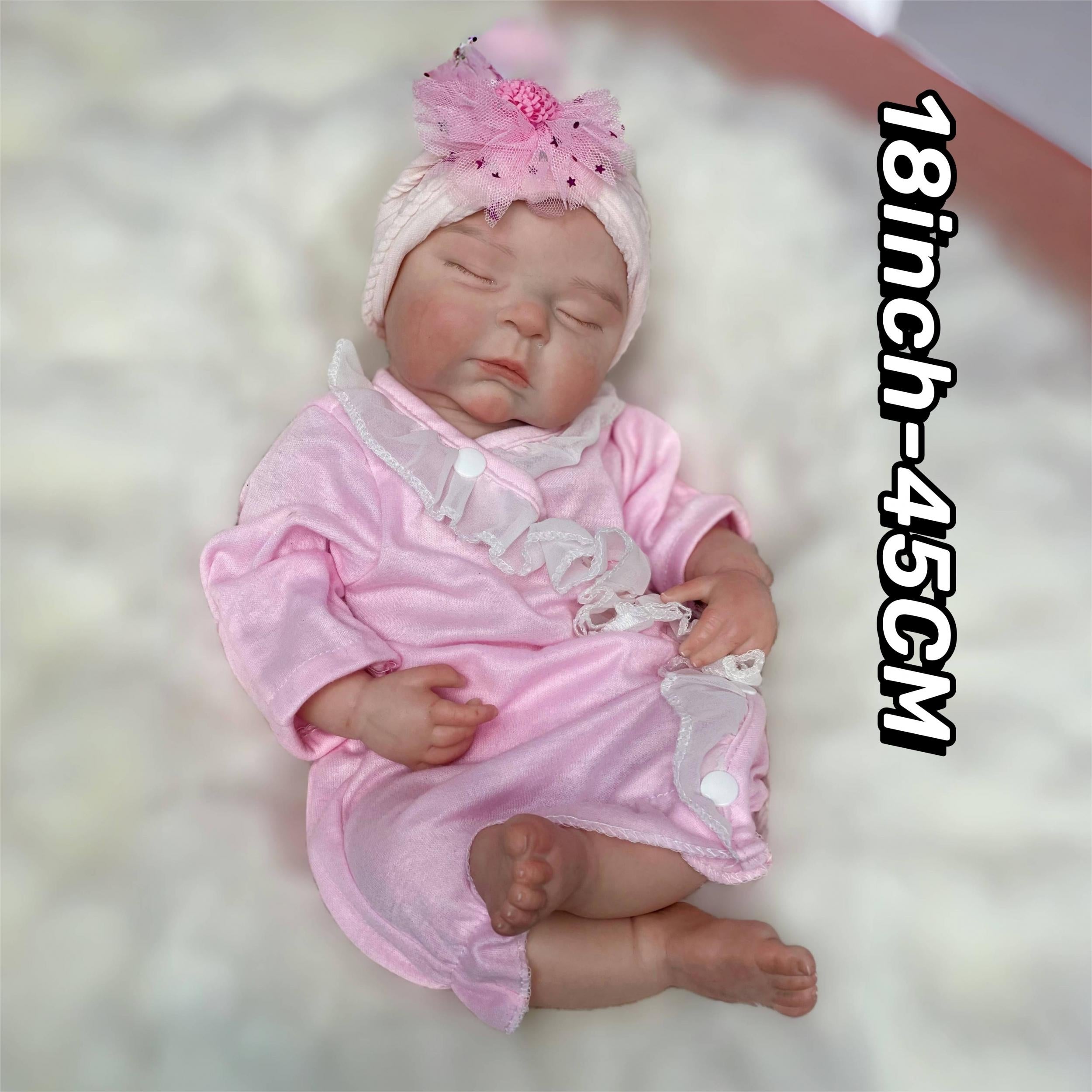Realistic Silicone Reborn Youngsters Doll Lifelike Sleeping Girl Pink Onesie