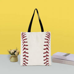 Baseball Pattern Print Canvas Bag Lightweight Shoulder Bag For Bowl