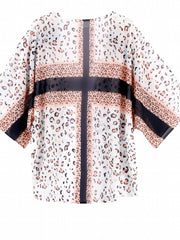 Colorblock V Neck Cover Up Shirt Loose Fit