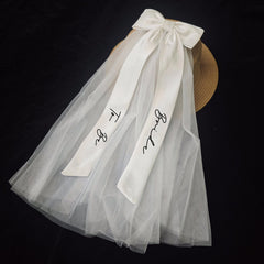 Bridal Veil Headpiece with Large Bow & Bride to Be Ribbon