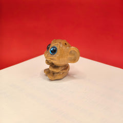 Hand Carved Mouse Statue Expressive Eyes Recycled Wood Mini Decor Gift