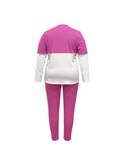  Colorblock Long Sleeve Tee & Drawstring Pants 2 Piece Set