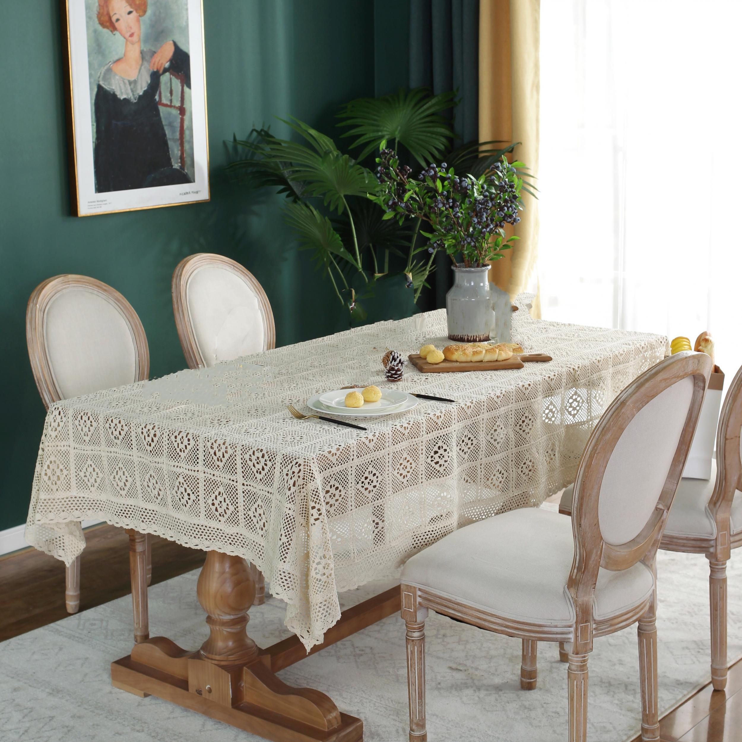 Bohemian Crocheted Cotton Tablecloth for Home Decor