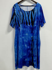  Painting Print Round Neck Dress With Pockets