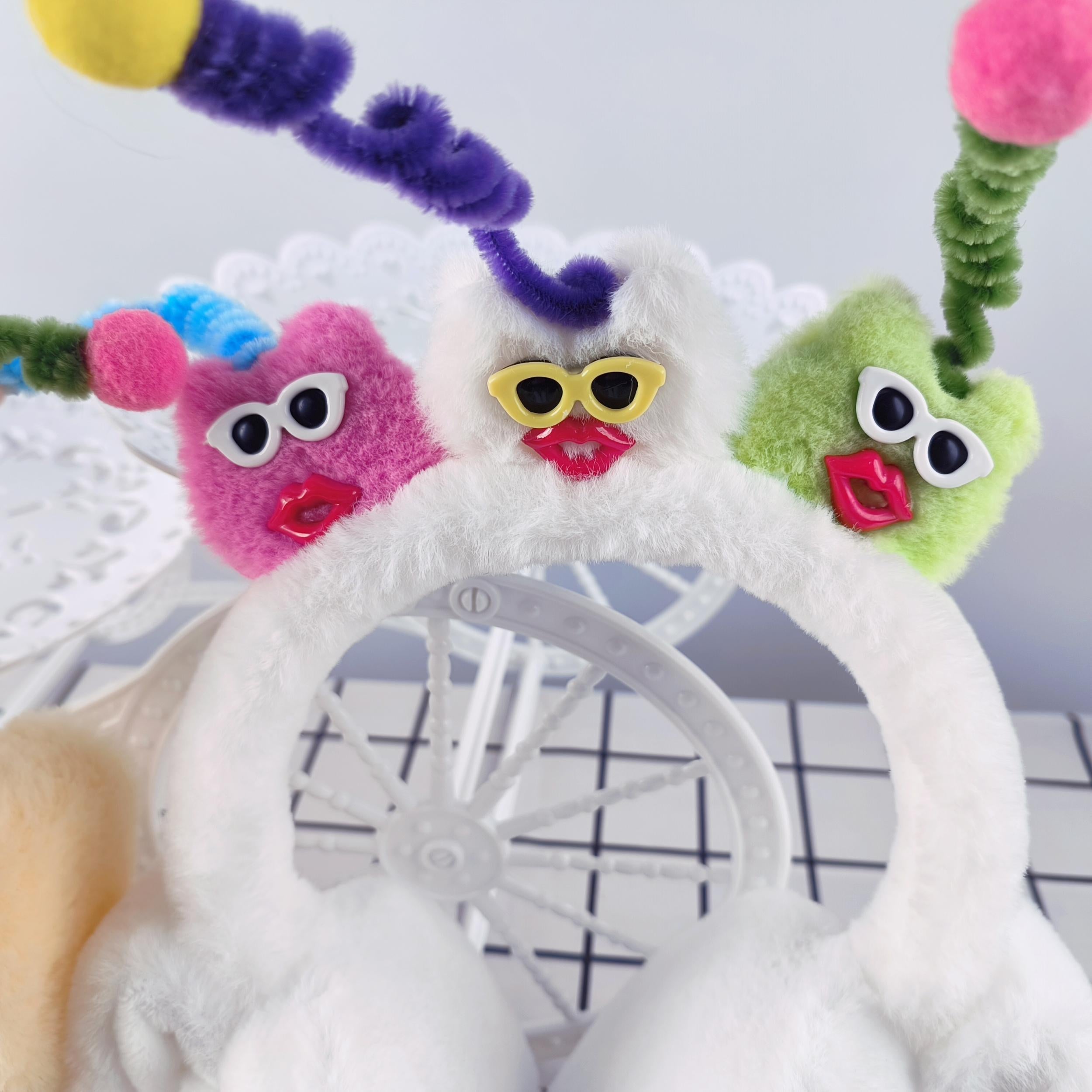 Quirky Plush Earmuffs with Movable Dolls for Couples