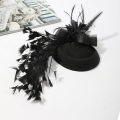 Women Faux Feather Head Piece Wedding Hat Derbyhat