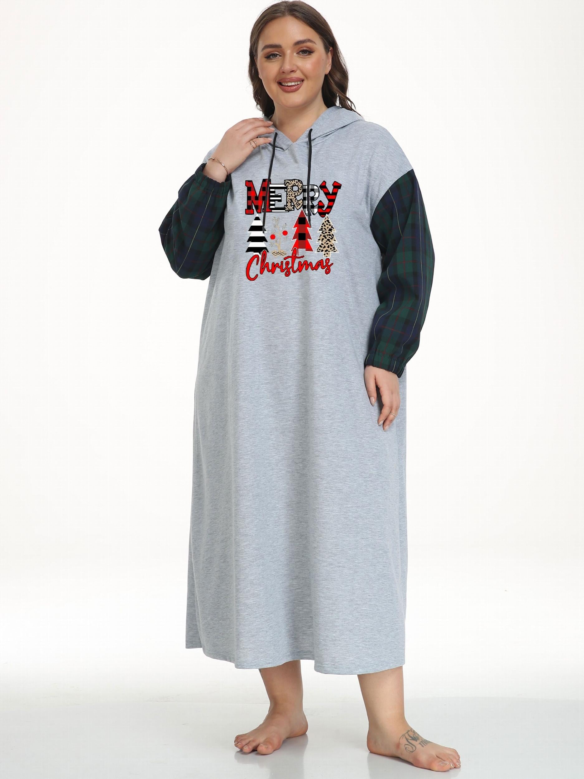  Christmas Hooded Nightdress Women's Casual Loungewear Dress