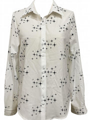  Star Print Long Sleeve Collar Shirt