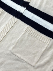  Striped Long Sleeve Open Front Cardigan With Pockets