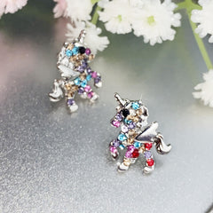 Rhinestone Unicorn Stud Earrings for Girls