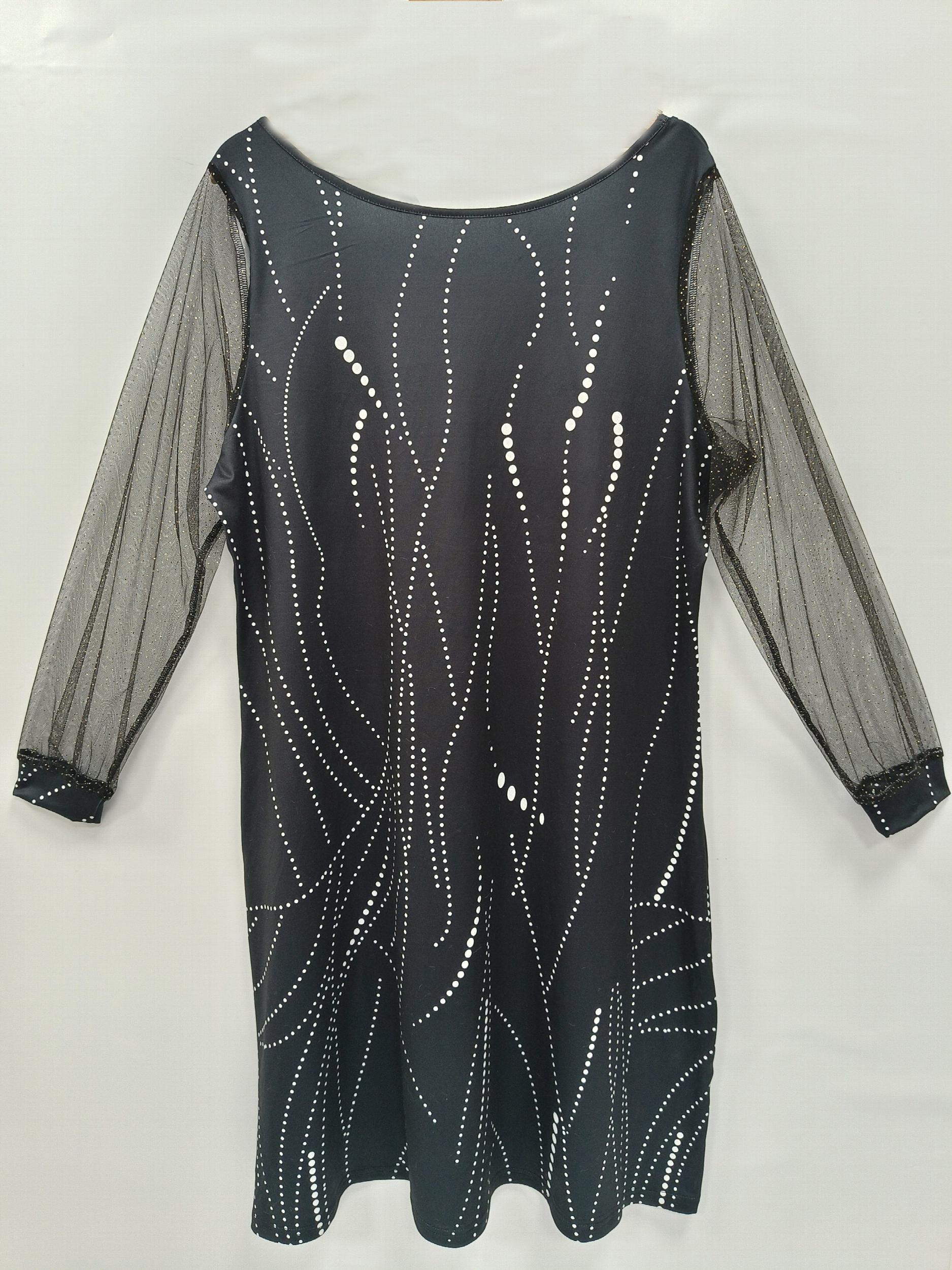  Women's Dot Print Long Sleeve V Neck Dress