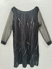  Women's Dot Print Long Sleeve V Neck Dress