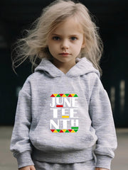 Juneteenth Print Outfit Hoodie & Pants Set Girl's Sporty Clothes
