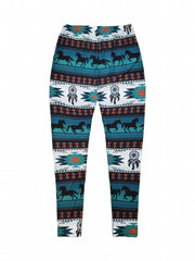  Boho Leggings Women's Plus Tribal & Horse Print Elastic High Rise