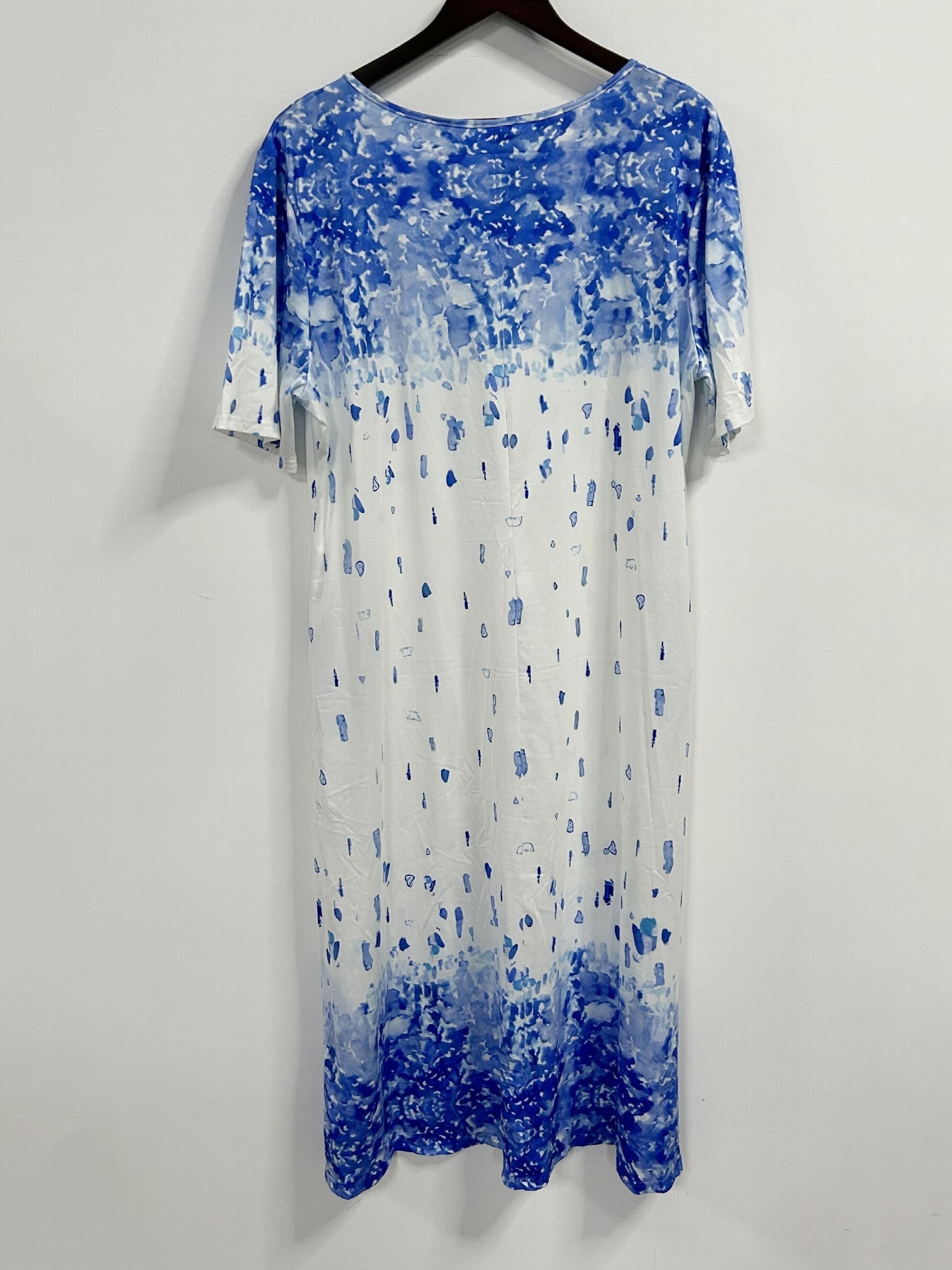  Floral Print Button Decor Short Sleeve Midi Dress