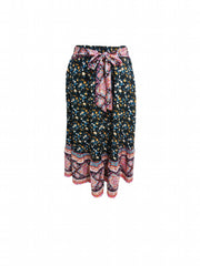  Colorblock Floral Print Boho Maxi Skirt