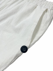  Solid Button Elastic Waist Shorts With Pockets