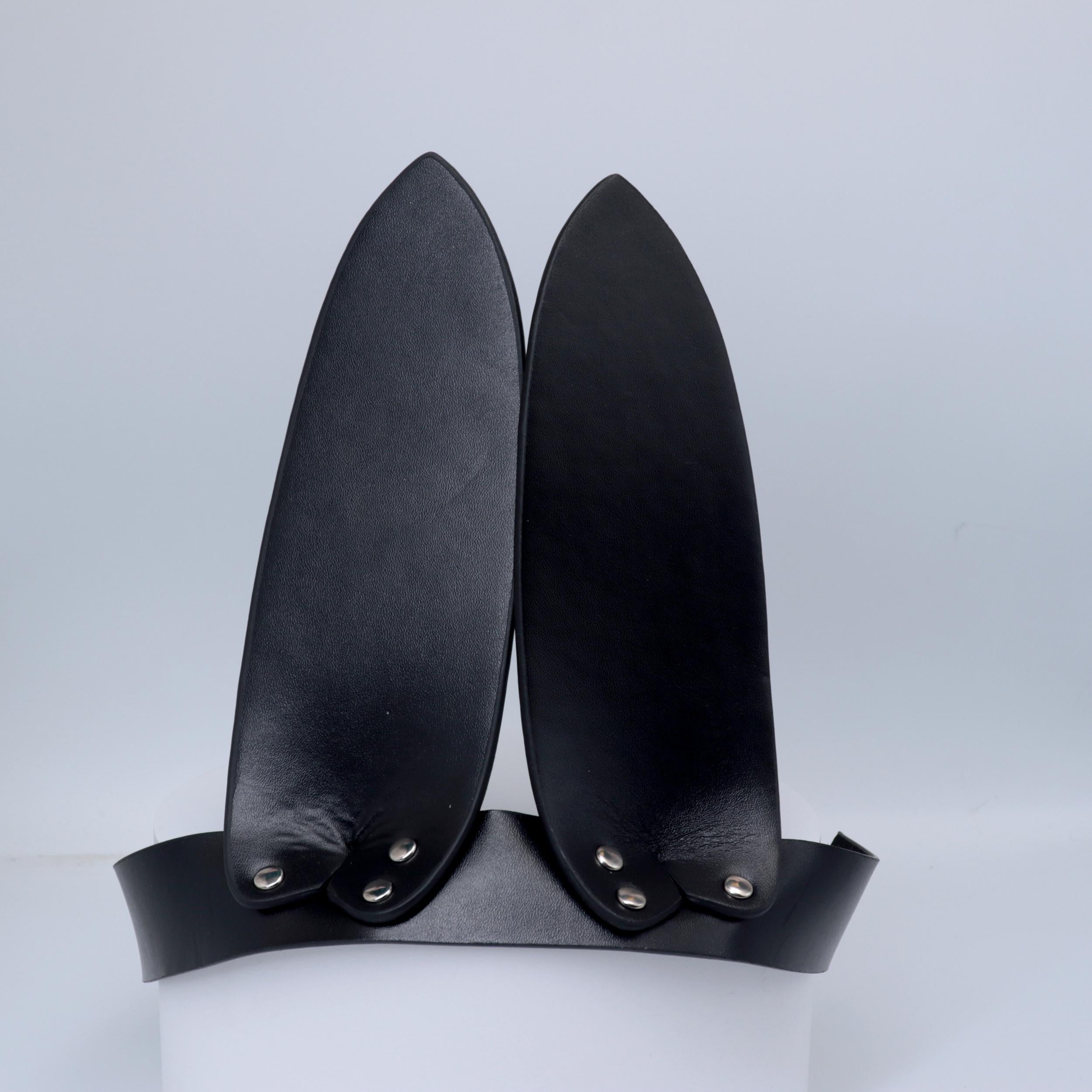 Punk Rabbit Ear Headgears Leather Head Cover Mask Cosplay Costume Accessory