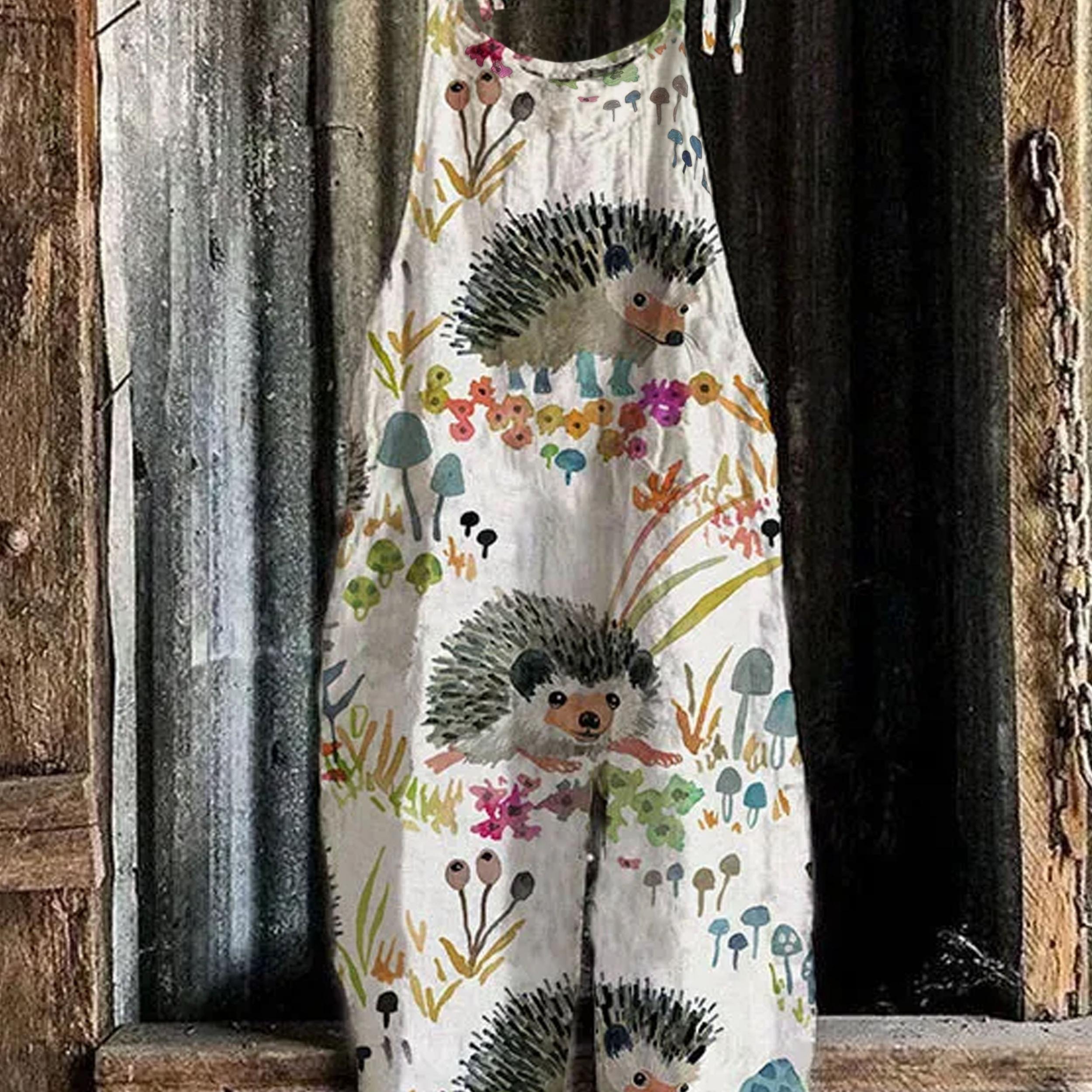  Animal & Floral Print Tie Shoulder Jumpsuit