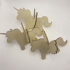Unfinished Wood Crafts Blank Wood Unicorn Pendant DIY Painting Pony Set