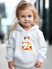 Kids Cartoon Cat Hoodie & Pants Set - Sporty Girl's Outfit