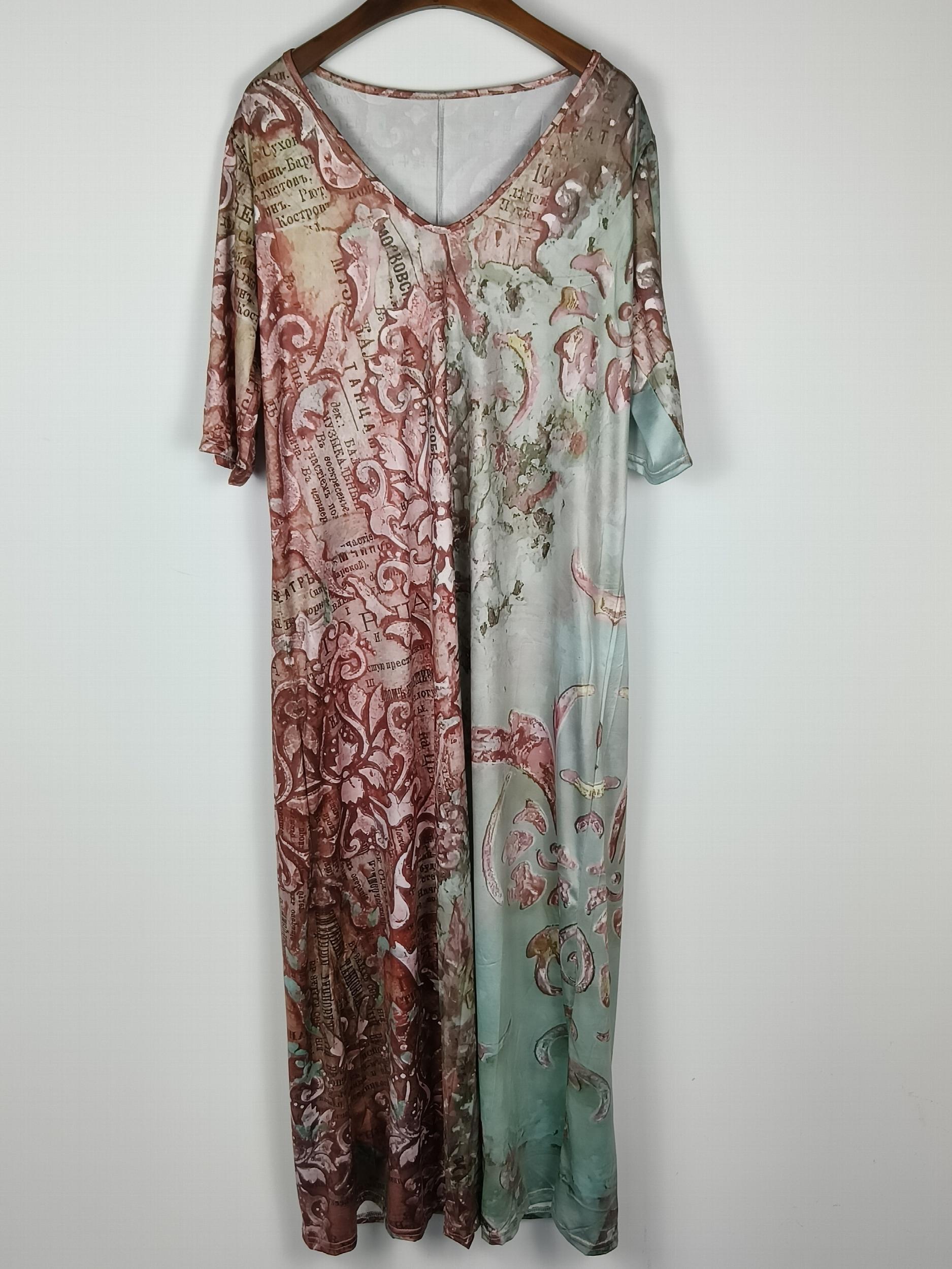  Floral Maxi Dress with Colorblock Design
