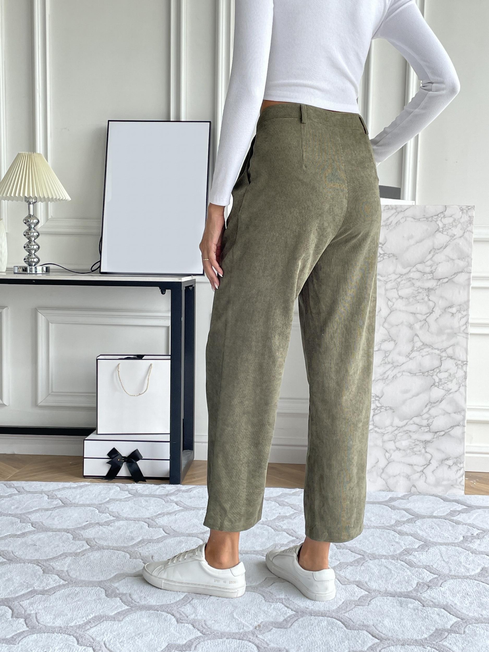  Corduroy High Rise Straight Leg Pants