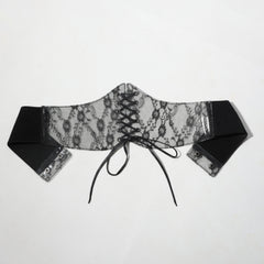 Lace Up Corset Belt Lace Floral Wide Waistband