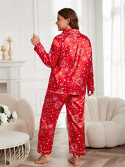  Satin Sun & Star Print Pajama Set