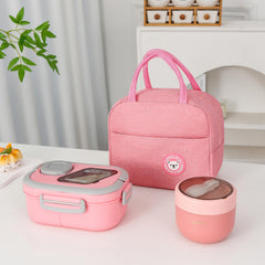 3pcs Portable Lunch Box Bag Set Thermal Bag Lunch Box Oatmeal Breakfast Cup