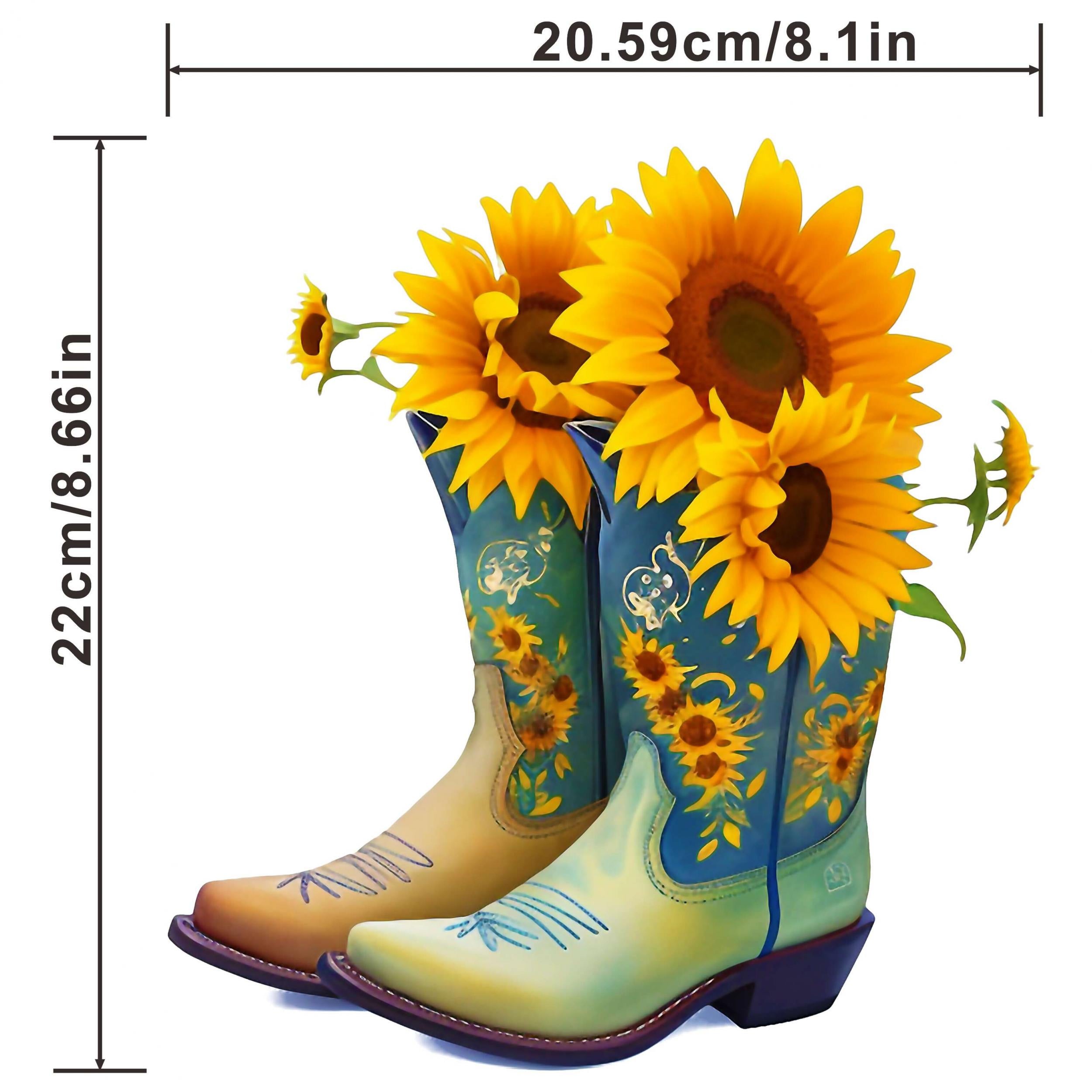 Sunflower Cowboy Boots Retro Decals Heat Transfer Printing Patch