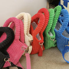 Women Corduroy Canvas Shoulder Bag Eco Cloth Handbag Tote Grocery Reusable