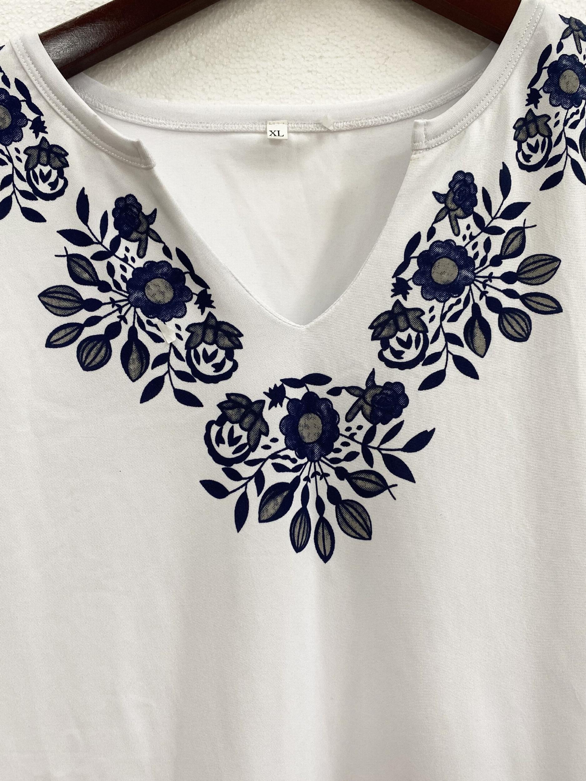  Floral Print Notched Neck Sheer Tank Top