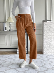  Corduroy High Rise Straight Leg Pants
