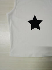 Y2K Star Print Tank Top Crew Neck Slim Sleeveless